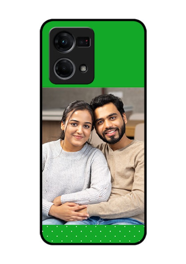 Oppo F21 Pro Personalized Glass Phone Case - Green Pattern Design