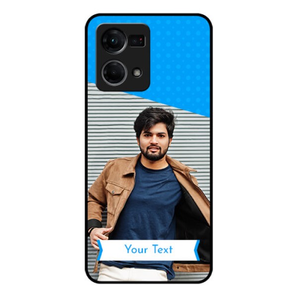 Oppo F21 Pro Photo Printing on Glass Case - Simple Blue Color Design