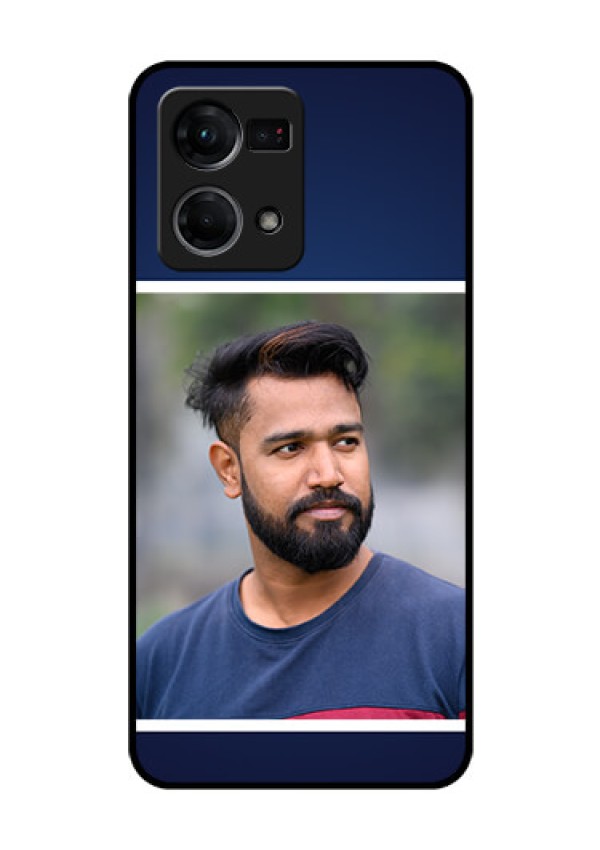 Oppo F21 Pro Personalized Glass Phone Case - Simple Royal Blue Design