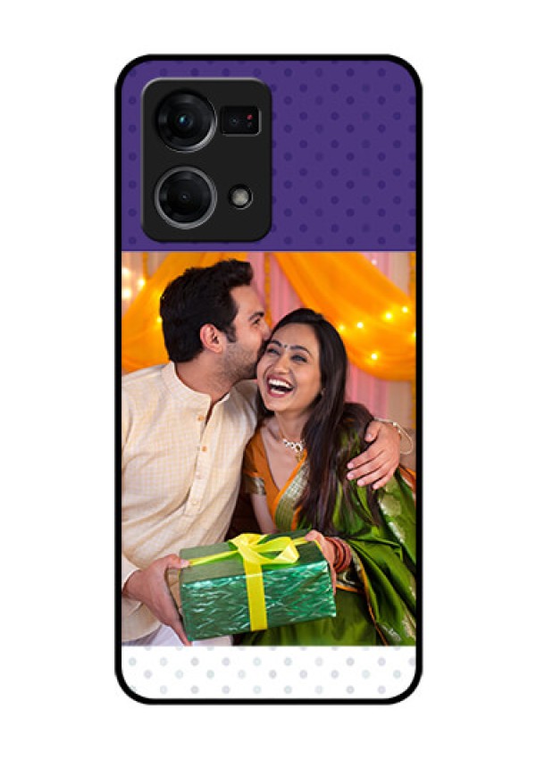 Oppo F21 Pro Personalized Glass Phone Case - Violet Pattern Design