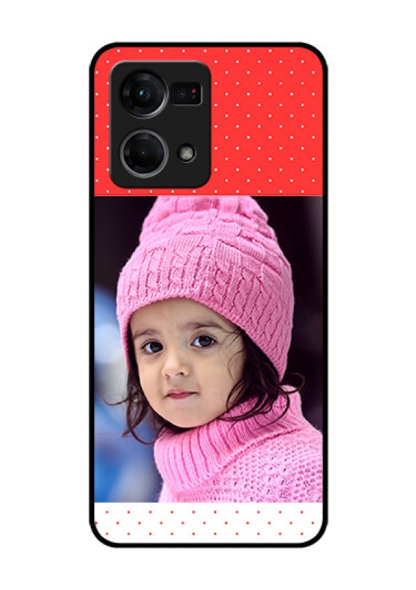 Oppo F21 Pro Photo Printing on Glass Case - Red Pattern Design
