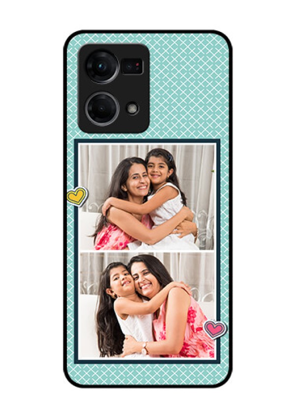 Oppo F21 Pro Custom Glass Phone Case - 2 Image Holder with Pattern Design