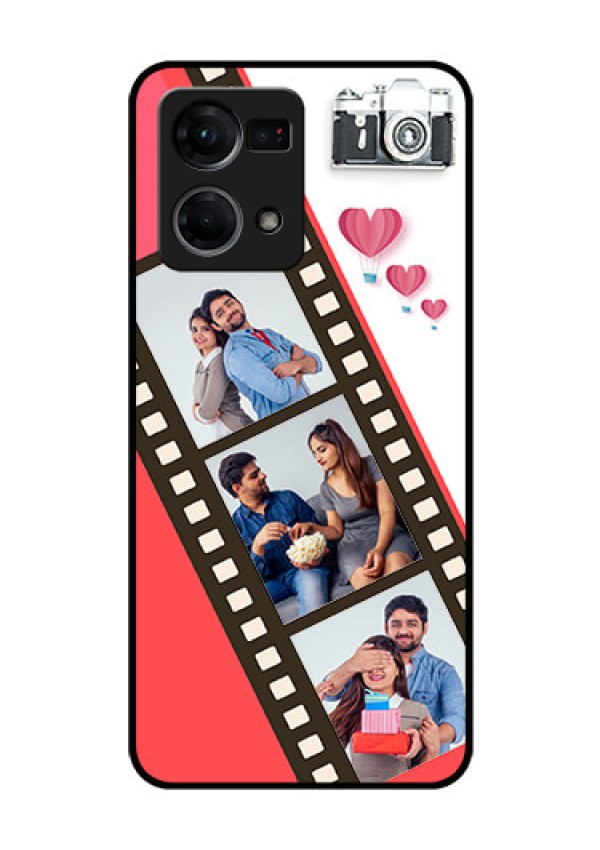 Oppo F21 Pro Personalized Glass Phone Case - 3 Image Holder with Film Reel