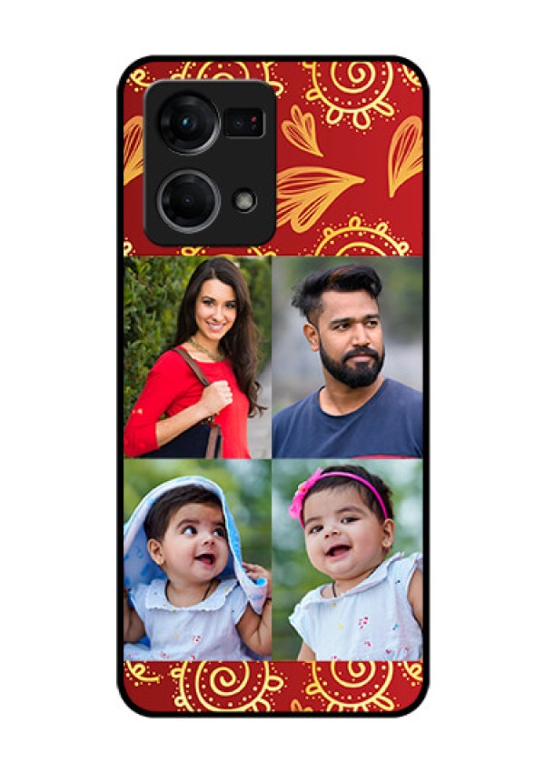 Oppo F21 Pro Photo Printing on Glass Case - 4 Image Traditional Design