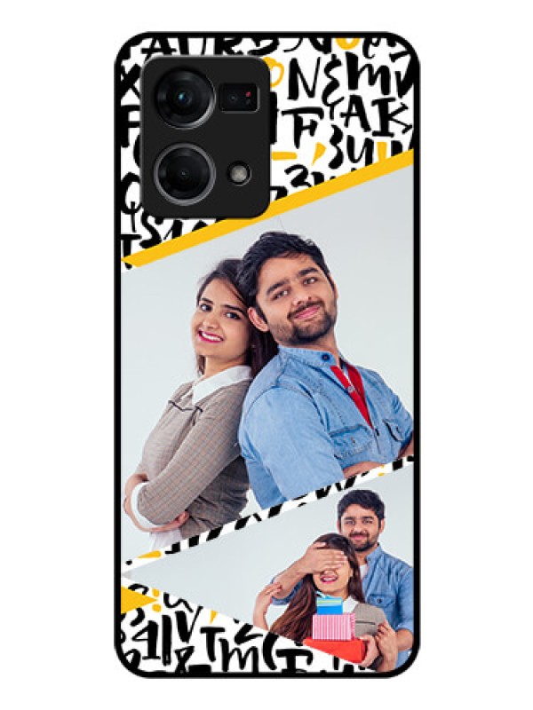 Custom Oppo F21 Pro Custom Glass Mobile Case - Letters Pattern Design