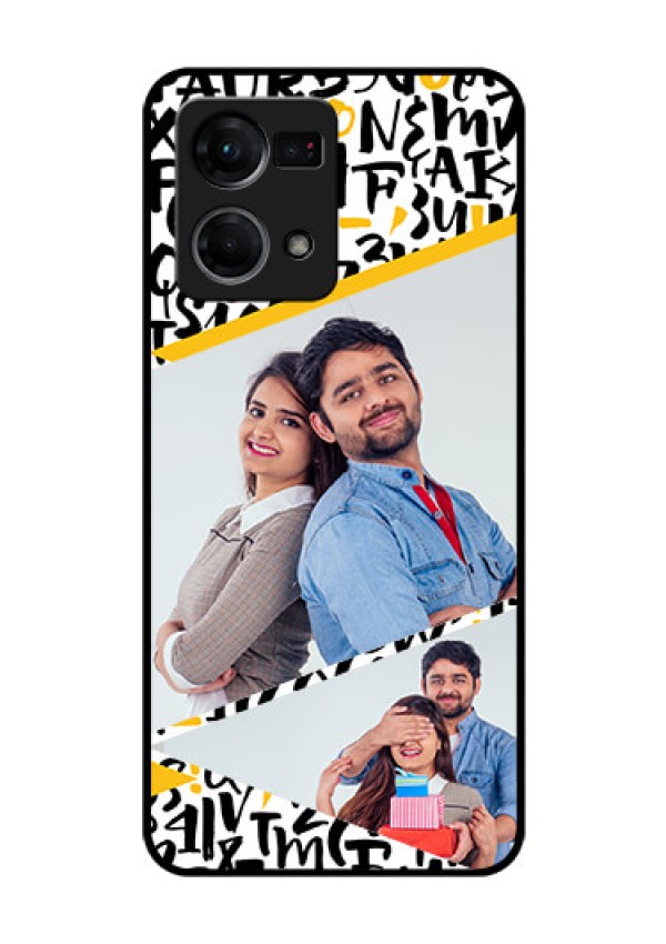 Oppo F21 Pro Custom Glass Mobile Case - Letters Pattern Design