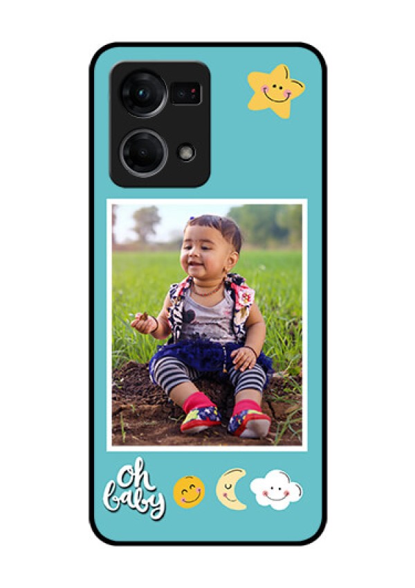 Oppo F21 Pro Personalized Glass Phone Case - Smiley Kids Stars Design
