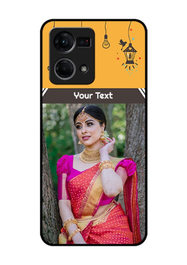 Oppo F21 Pro Custom Glass Mobile Case - with Family Picture and Icons