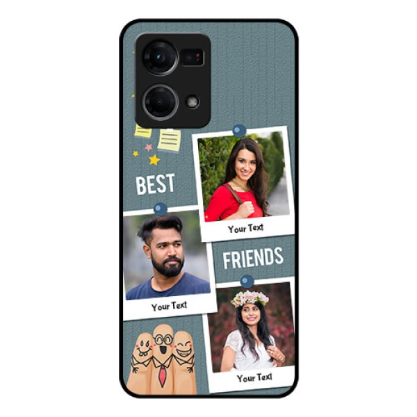 Oppo F21 Pro Personalized Glass Phone Case - Sticky Frames and Friendship Design Oppo F21 Pro Personalized Glass Phone Case - Sticky Frames and Friendship Design