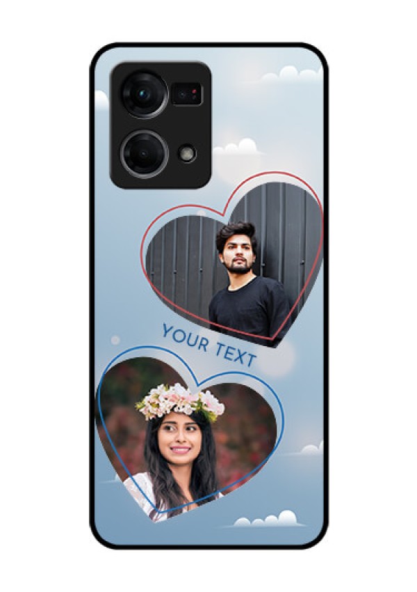 Oppo F21 Pro Custom Glass Mobile Case - Blue Color Couple Design