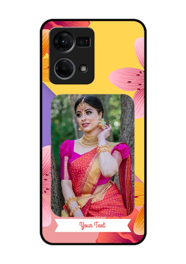 Oppo F21 Pro Custom Glass Mobile Case - 3 Image With Vintage Floral Design
