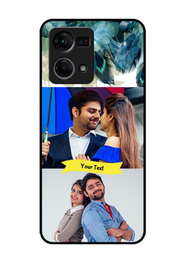 Oppo F21 Pro Personalized Glass Phone Case - Image with Boho Peacock Feather Design