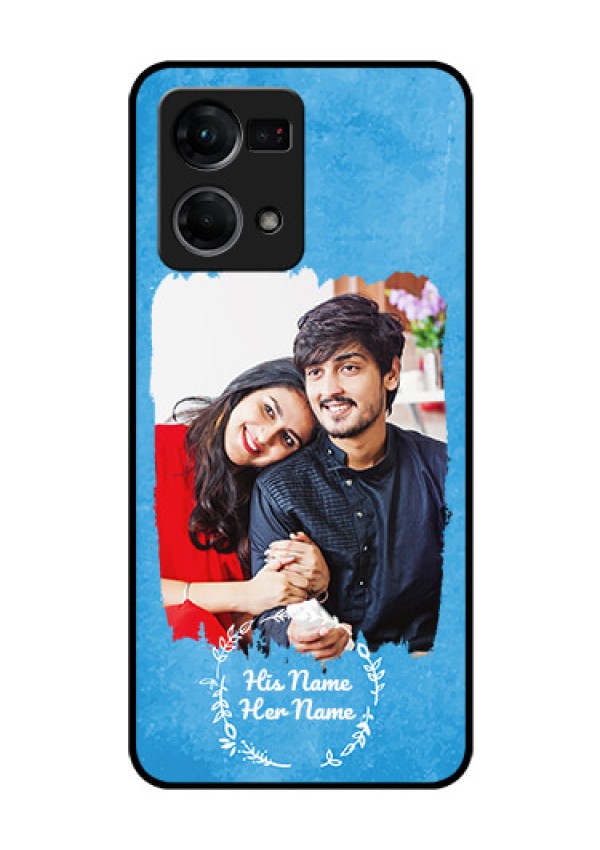 Oppo F21 Pro Custom Glass Phone Case - Blue Color Vintage Design
