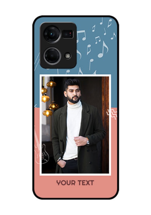 Oppo F21 Pro Photo Printing on Glass Case - with Color Musical Note Design