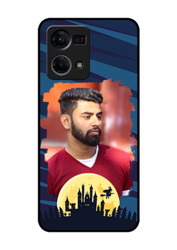 Oppo F21 Pro Photo Printing on Glass Case - Halloween Witch Design