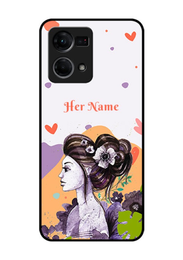 Oppo F21 Pro Personalized Glass Phone Case - Woman And Nature Design