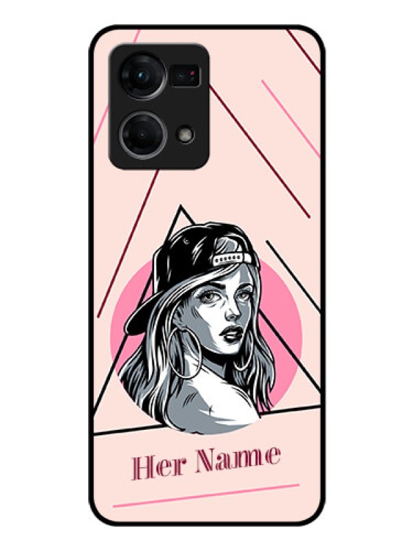 Custom Oppo F21 Pro Personalized Glass Phone Case - Rockstar Girl Design