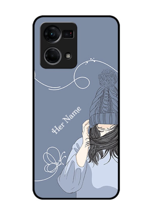 Oppo F21 Pro Custom Glass Mobile Case - Girl in winter outfit Design