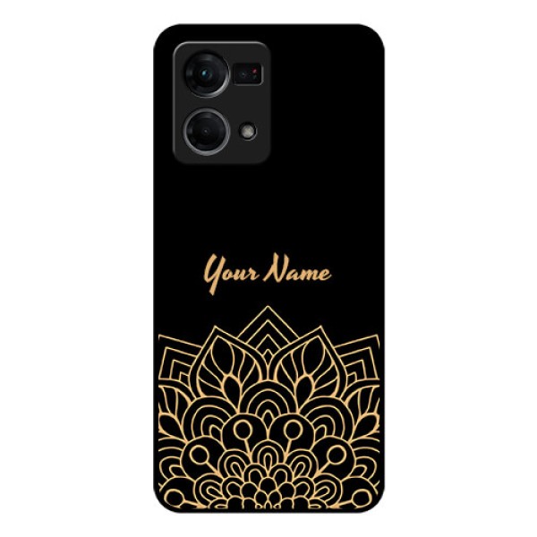 Oppo F21 Pro Custom Glass Phone Case - Golden mandala Design
