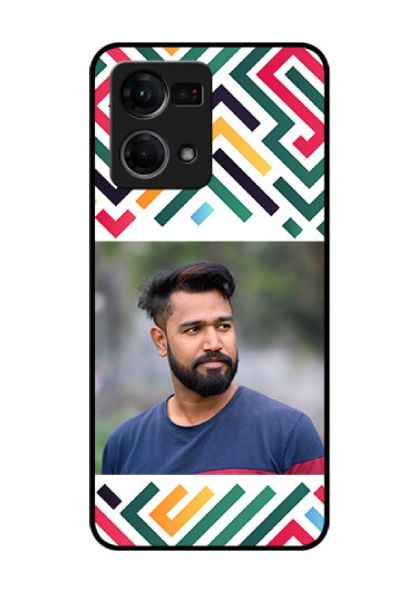 Oppo F21 Pro Personalized Glass Phone Case - Colorful Maze Pattern Design