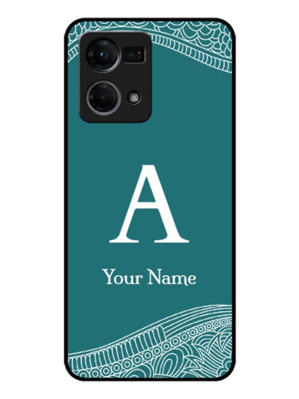 Custom Oppo F21 Pro Personalized Glass Phone Case - line art pattern with custom name Design