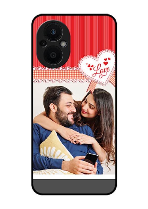 Oppo F21s Pro 5G Custom Glass Mobile Case - Red Love Pattern Design