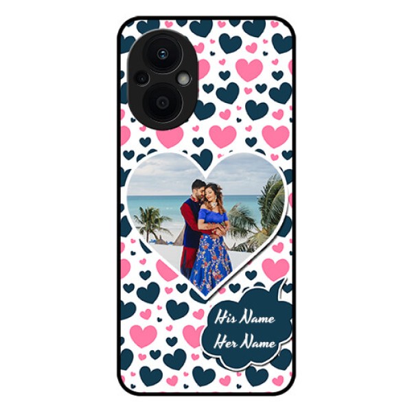 Oppo F21s Pro 5G Custom Glass Phone Case - Pink & Blue Heart Design