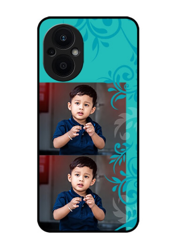 Oppo F21s Pro 5G Personalized Glass Phone Case - with Photo and Green Floral Design