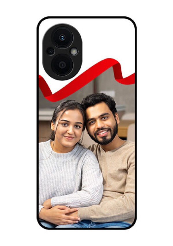 Oppo F21s Pro 5G Photo Printing on Glass Case - Red Ribbon Frame Design