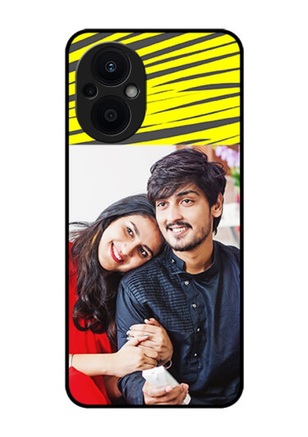 Oppo F21s Pro 5G Photo Printing on Glass Case - Yellow Abstract Design