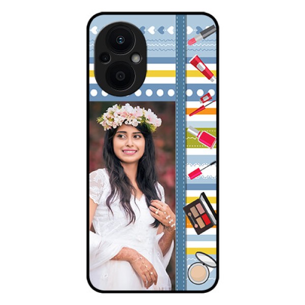 Oppo F21s Pro 5G Personalized Glass Phone Case - Makeup Icons Design