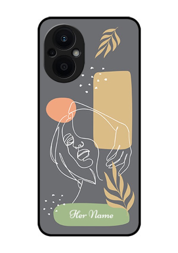 Oppo F21s Pro 5G Custom Glass Phone Case - Gazing Woman line art Design