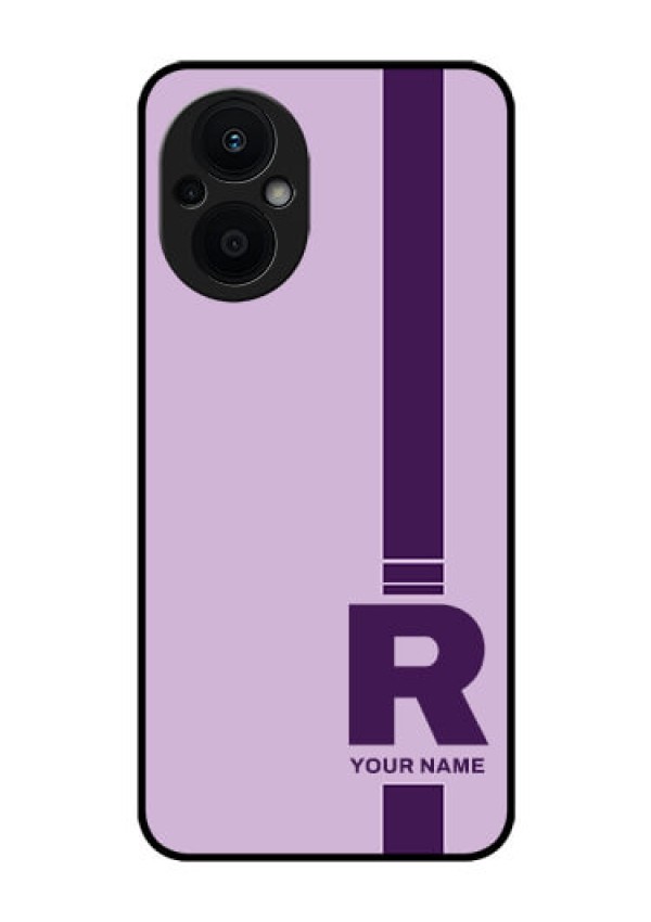 Oppo F21s Pro 5G Photo Printing on Glass Case - Simple dual tone stripe with name Design