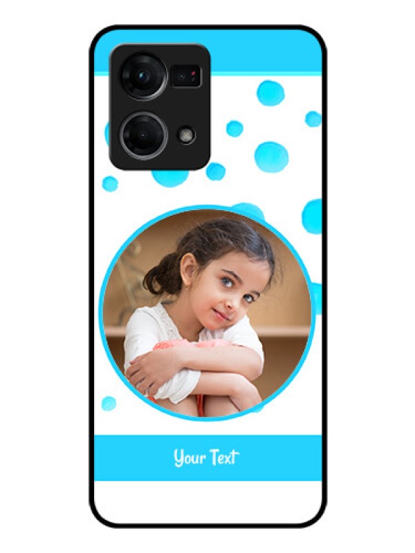 Custom Oppo F21s Pro Photo Printing on Glass Case - Blue Bubbles Pattern Design