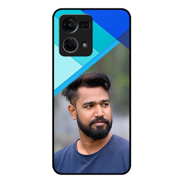 Oppo F21s Pro Custom Glass Phone Case - Blue Pattern Design