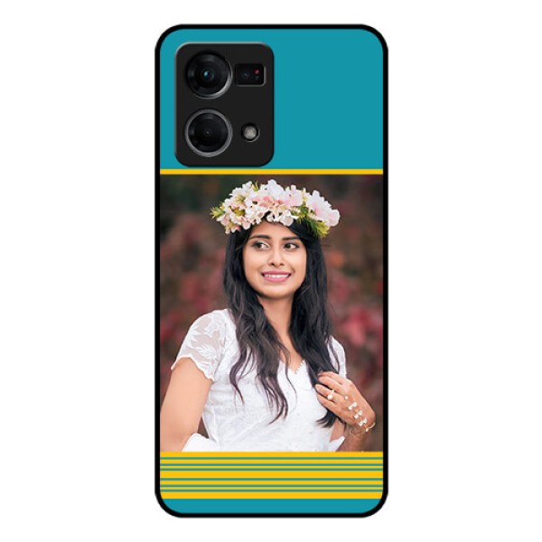 Oppo F21s Pro Custom Glass Phone Case - Yellow & Blue Design