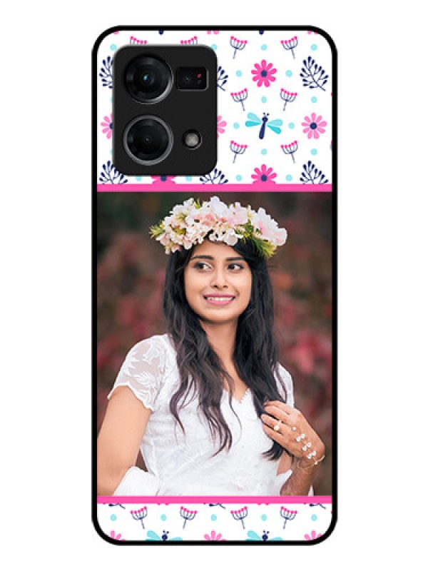 Custom Oppo F21s Pro Photo Printing on Glass Case - Colorful Flower Design