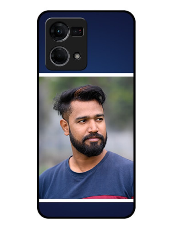 Custom Oppo F21s Pro Personalized Glass Phone Case - Simple Royal Blue Design