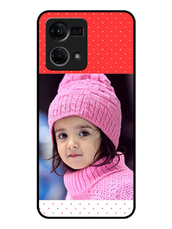 Custom Oppo F21s Pro Photo Printing on Glass Case - Red Pattern Design