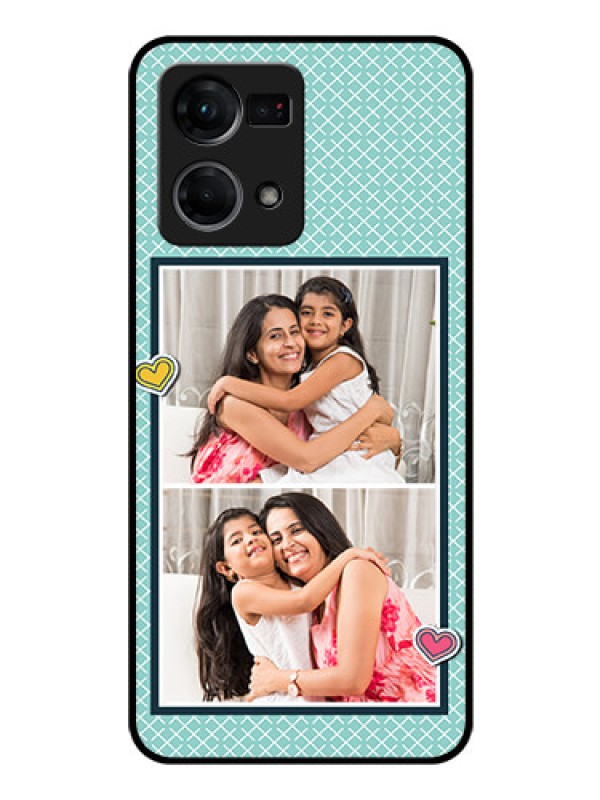 Custom Oppo F21s Pro Custom Glass Phone Case - 2 Image Holder with Pattern Design