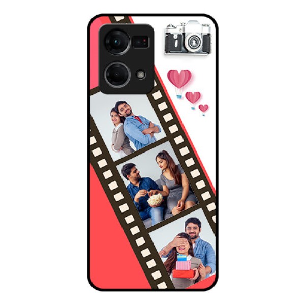 Oppo F21s Pro Personalized Glass Phone Case - 3 Image Holder with Film Reel
