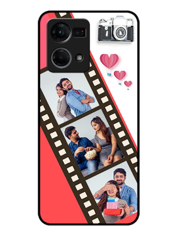 Custom Oppo F21s Pro Personalized Glass Phone Case - 3 Image Holder with Film Reel
