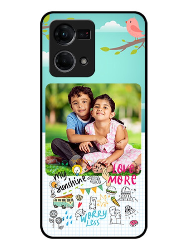 Custom Oppo F21s Pro Photo Printing on Glass Case - Doodle love Design