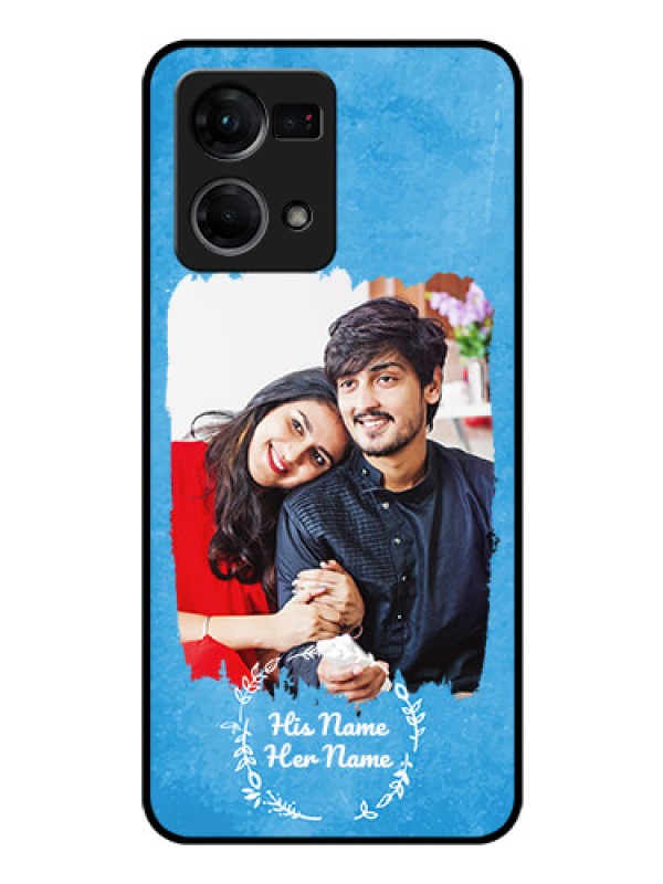 Custom Oppo F21S Pro Custom Glass Phone Case - Blue Color Vintage Design