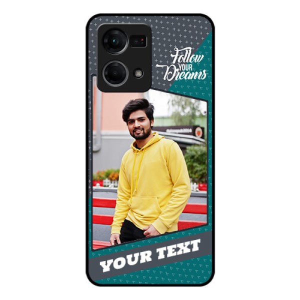 Oppo F21s Pro Personalized Glass Phone Case - Background Pattern Design with Quote