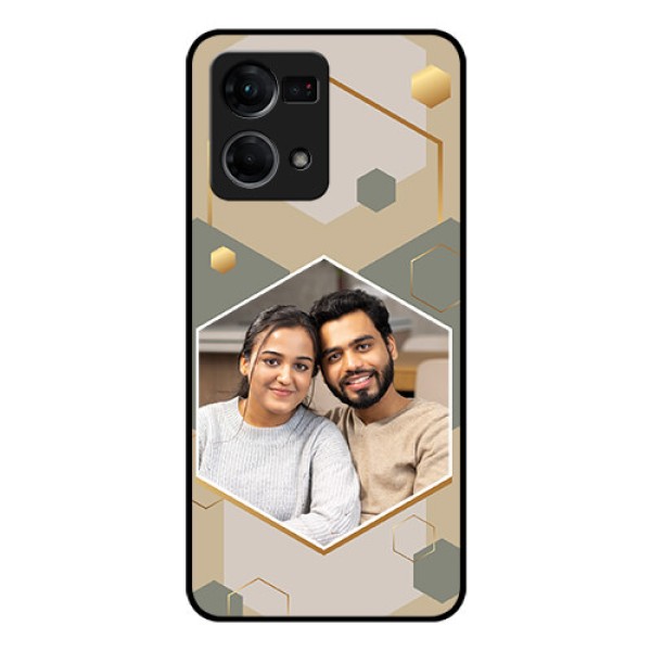 Oppo F21s Pro Photo Printing on Glass Case - Stylish Hexagon Pattern Design Oppo F21s Pro Photo Printing on Glass Case - Stylish Hexagon Pattern Design