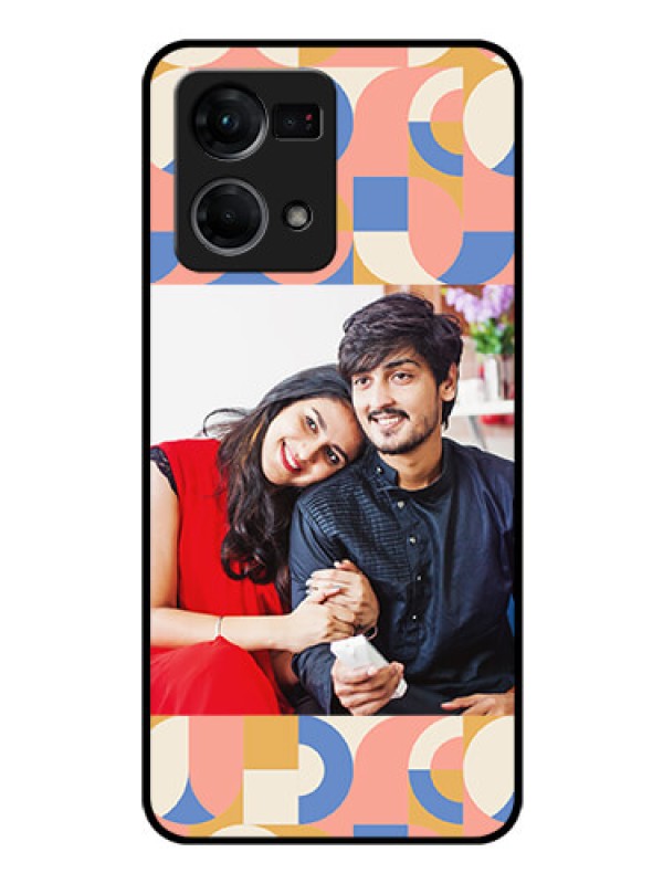 Custom Oppo F21s Pro Photo Printing on Glass Case - Semi-circle Maze Pattern Design