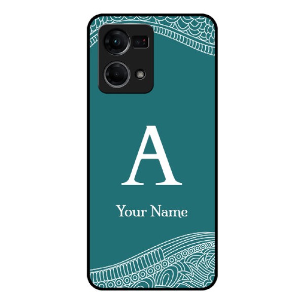 Oppo F21s Pro Personalized Glass Phone Case - line art pattern with custom name Design