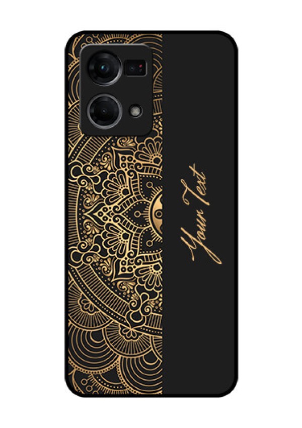 Oppo F21s Pro Photo Printing on Glass Case - Mandala art with custom text Design