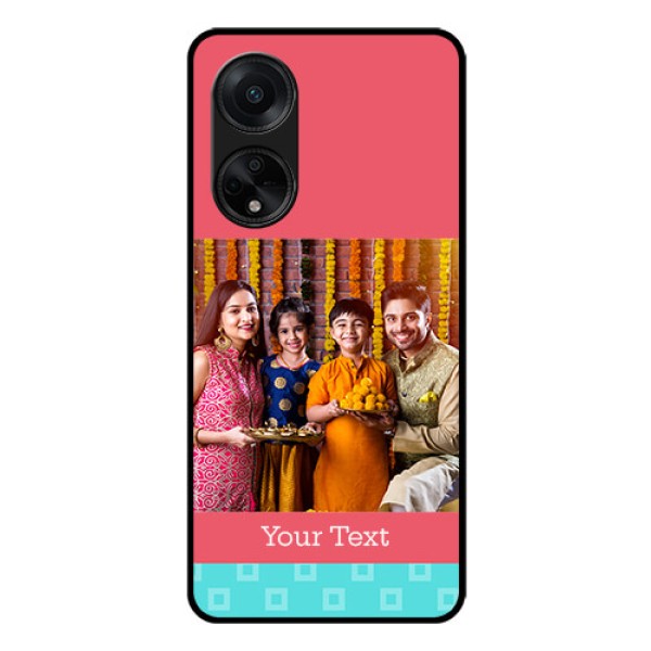 Oppo F23 5G Personalized Glass Phone Case - Peach & Blue Color Design
